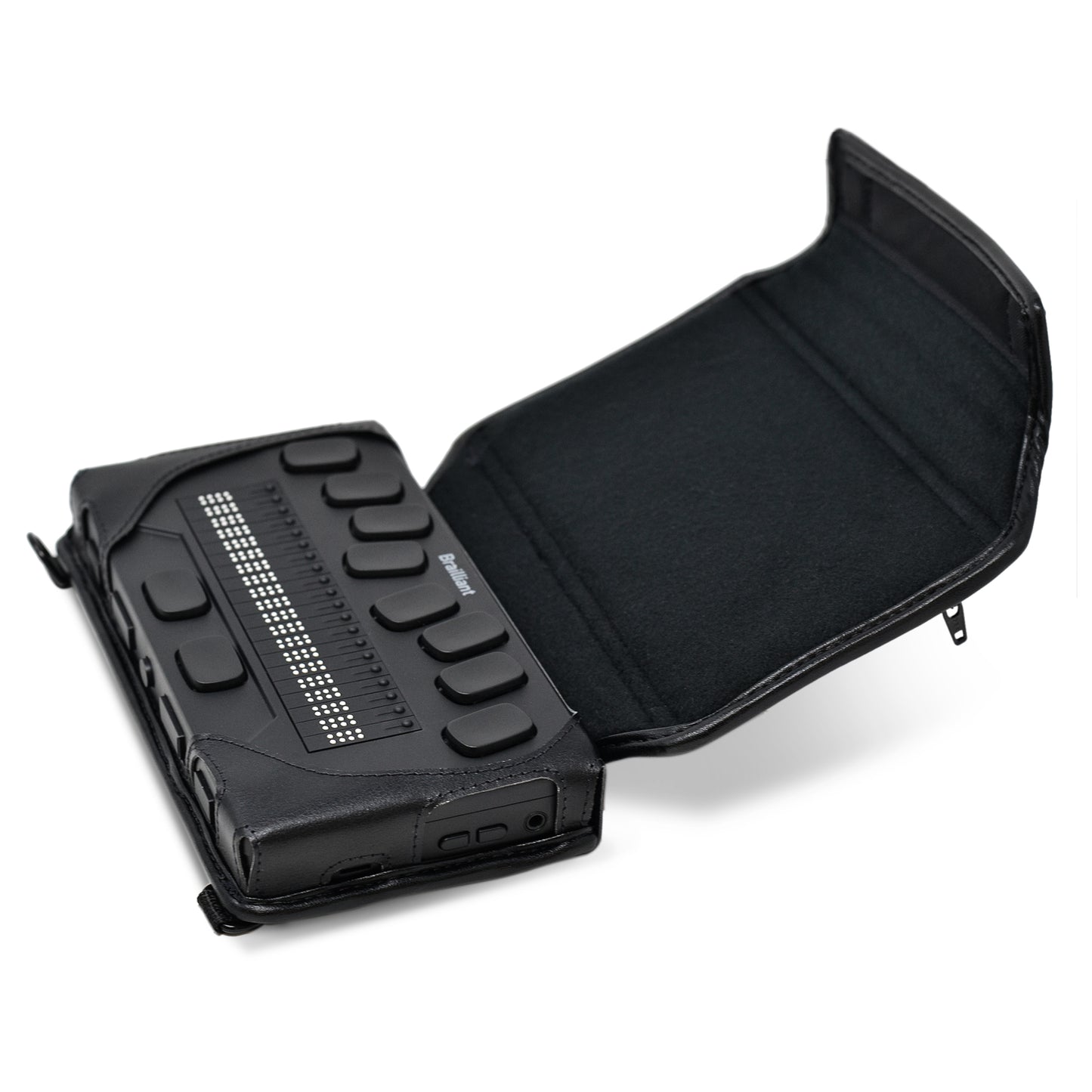 HumanWare Brailliant Bi 20x Fitted Black Leather case with straps by Turtleback